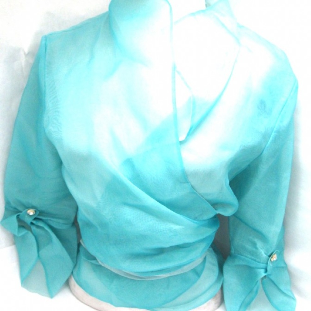 Marisa Baratelli Silk Organza Wrap Blouse NWT Sz10 - Picture 1 of 5